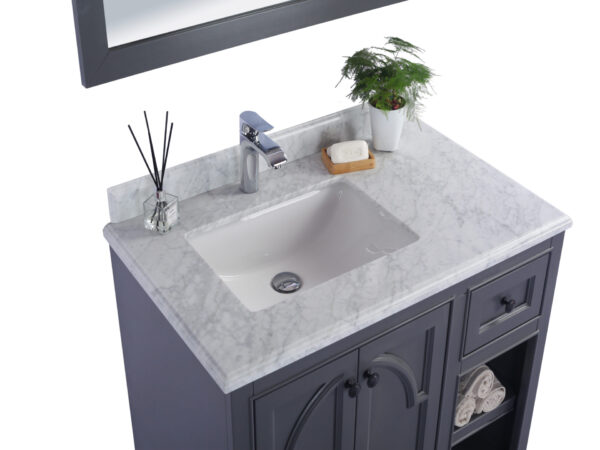 Laviva Odyssey 36" Maple Grey Bathroom Vanity with White Carrara Marble Countertop