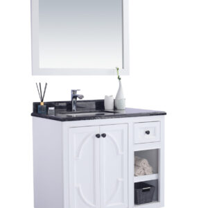 Laviva Odyssey 36" White Bathroom Vanity with Black Wood Marble Countertop