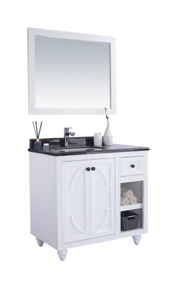 Laviva Odyssey 36" White Bathroom Vanity with Black Wood Marble Countertop