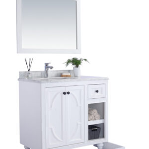 Laviva Odyssey 36" White Bathroom Vanity with Black Wood Marble Countertop