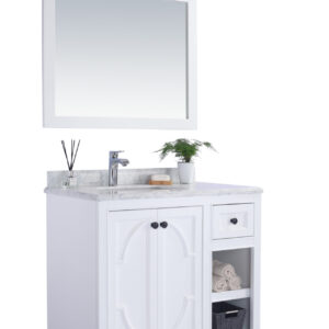 Laviva Odyssey 36" White Bathroom Vanity with White Carrara Marble Countertop