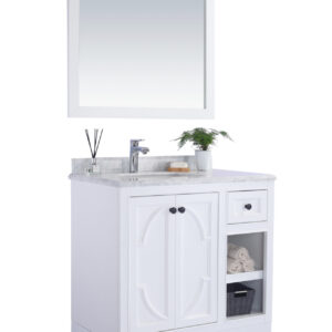 Laviva Odyssey 36" White Bathroom Vanity with White Stripes Marble Countertop