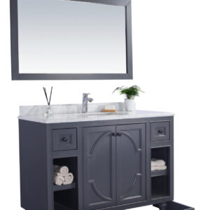 Laviva Odyssey 48" Maple Grey Bathroom Vanity with Matte White VIVA Stone Solid Surface Countertop