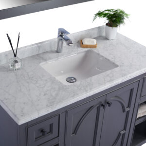 Laviva Odyssey 48" Maple Grey Bathroom Vanity with White Carrara Marble Countertop