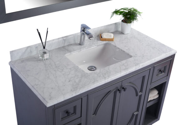 Laviva Odyssey 48" Maple Grey Bathroom Vanity with White Carrara Marble Countertop