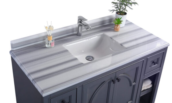 Laviva Odyssey 48" Maple Grey Bathroom Vanity with White Stripes Marble Countertop