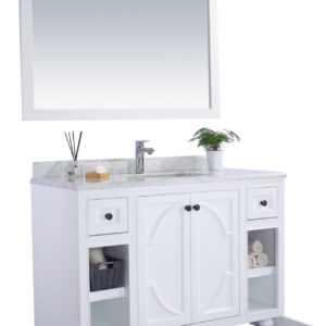 Laviva Odyssey 48" White Bathroom Vanity with Black Wood Marble Countertop