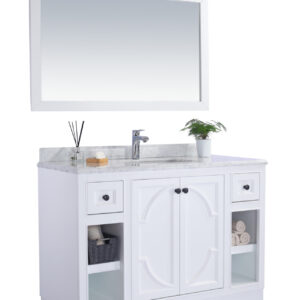 Laviva Odyssey 48" White Bathroom Vanity with Black Wood Marble Countertop