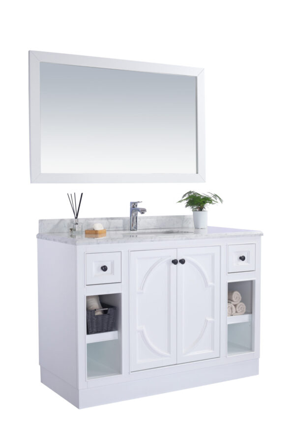 Laviva Odyssey 48" White Bathroom Vanity with Black Wood Marble Countertop