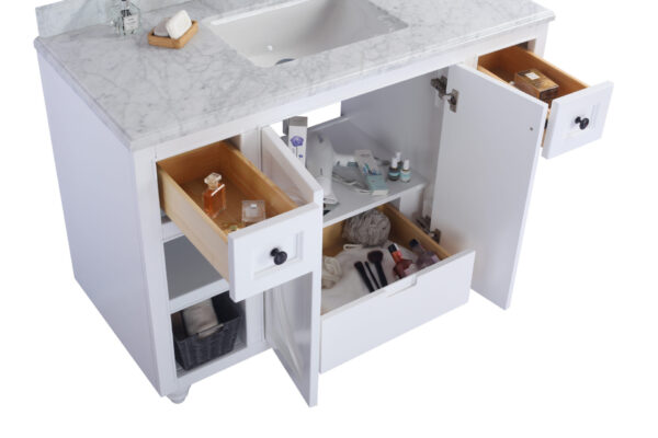 Laviva Odyssey 48" White Bathroom Vanity with Matte White VIVA Stone Solid Surface Countertop