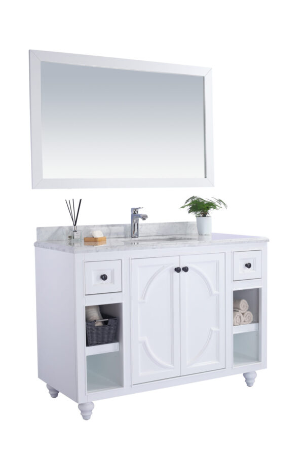 Laviva Odyssey 48" White Bathroom Vanity with White Carrara Marble Countertop