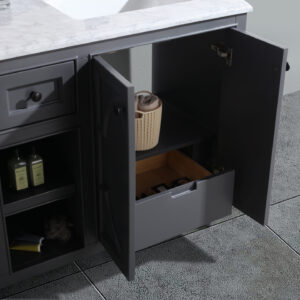 Laviva Odyssey 60" Maple Grey Double Sink Bathroom Vanity with Black Wood Marble Countertop