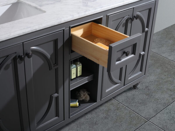 Laviva Odyssey 60" Maple Grey Double Sink Bathroom Vanity with Black Wood Marble Countertop