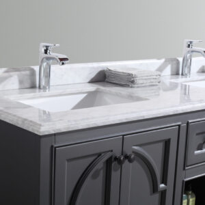 Laviva Odyssey 60" Maple Grey Double Sink Bathroom Vanity with White Carrara Marble Countertop