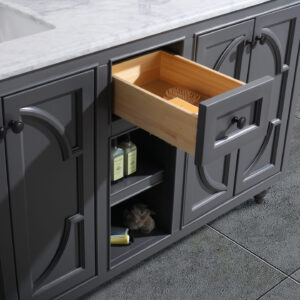 Laviva Odyssey 60" Maple Grey Double Sink Bathroom Vanity with White Carrara Marble Countertop