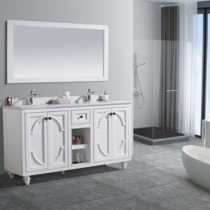 Laviva Odyssey 60" White Double Sink Bathroom Vanity with White Carrara Marble Countertop