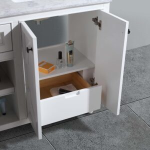 Laviva Odyssey 60" White Double Sink Bathroom Vanity with White Carrara Marble Countertop