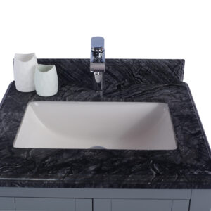 Laviva Wilson 24" Grey Bathroom Vanity with Black Wood Marble Countertop