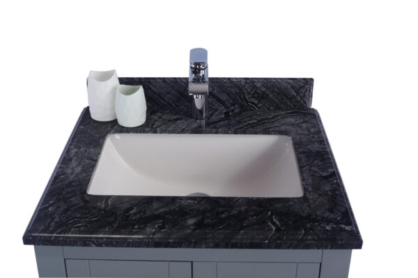 Laviva Wilson 24" Grey Bathroom Vanity with Black Wood Marble Countertop