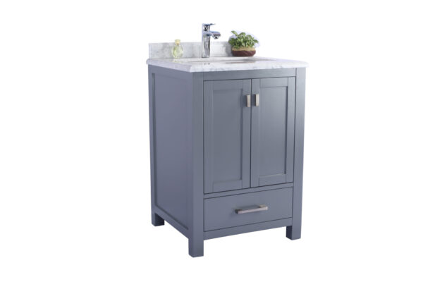 Laviva Wilson 24" Grey Bathroom Vanity with White Carrara Marble Countertop