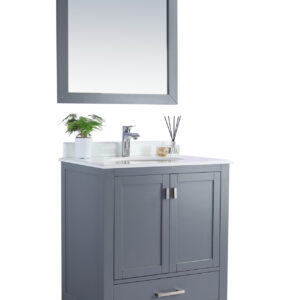 Laviva Wilson 30" Grey Bathroom Vanity with Pure White Phoenix Stone Countertop