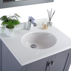 Laviva Wilson 30" Grey Bathroom Vanity with Pure White Phoenix Stone Countertop