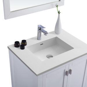 Laviva Wilson 30" White Bathroom Vanity with Matte White VIVA Stone Solid Surface Countertop