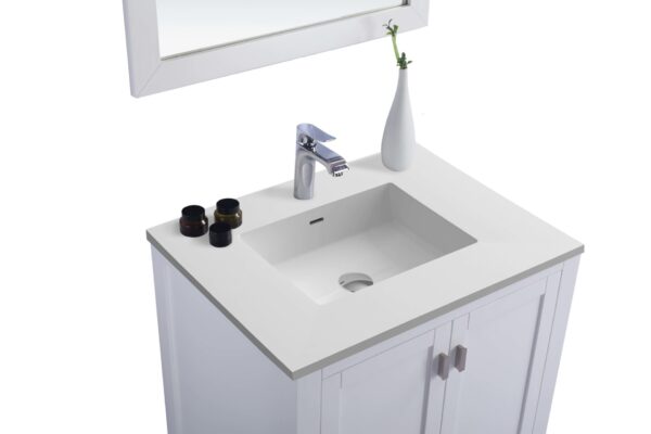 Laviva Wilson 30" White Bathroom Vanity with Matte White VIVA Stone Solid Surface Countertop