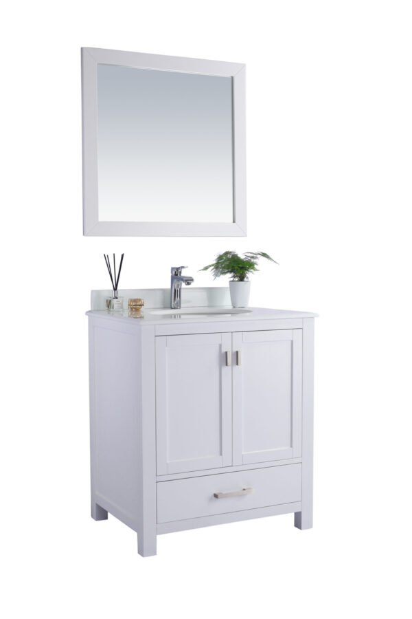 Laviva Wilson 30" White Bathroom Vanity with Pure White Phoenix Stone Countertop