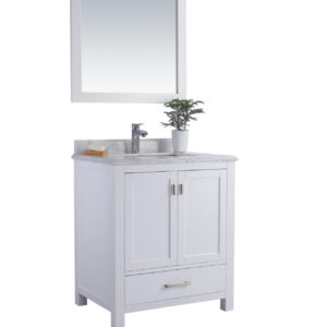 Laviva Wilson 30" White Bathroom Vanity with White Carrara Marble Countertop