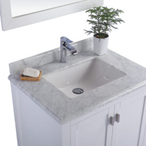 Laviva Wilson 30" White Bathroom Vanity with White Carrara Marble Countertop