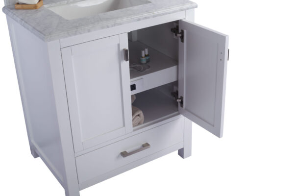 Laviva Wilson 30" White Bathroom Vanity with White Carrara Marble Countertop