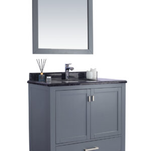 Laviva Wilson 36" Grey Bathroom Vanity with Black Wood Marble Countertop