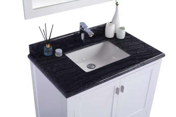 Laviva Wilson 36" White Bathroom Vanity with Black Wood Marble Countertop