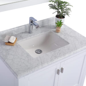 Laviva Wilson 36" White Bathroom Vanity with White Carrara Marble Countertop