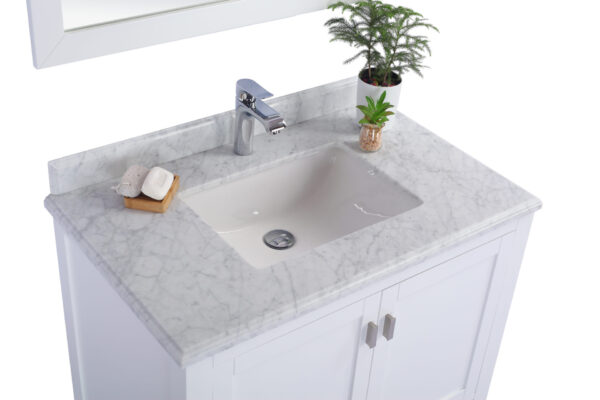 Laviva Wilson 36" White Bathroom Vanity with White Carrara Marble Countertop