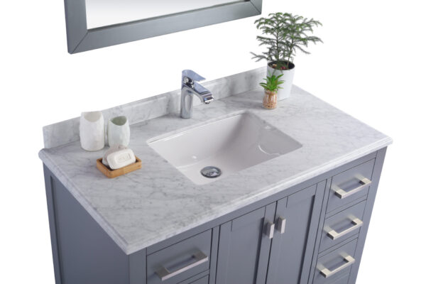 Laviva Wilson 42" Grey Bathroom Vanity with White Carrara Marble Countertop