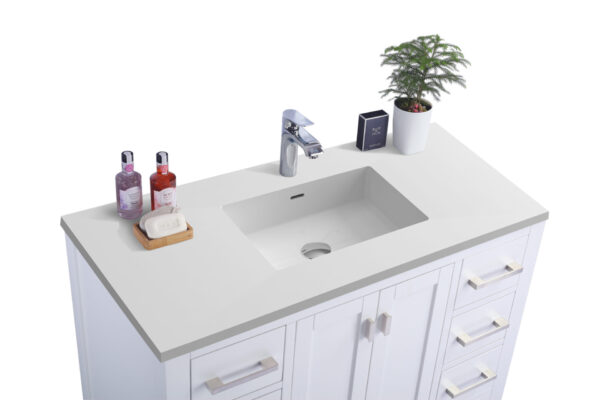 Laviva Wilson 42" White Bathroom Vanity with Matte White VIVA Stone Solid Surface Countertop