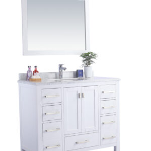 Laviva Wilson 42" White Bathroom Vanity with White Carrara Marble Countertop