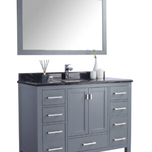 Laviva Wilson 48" Grey Bathroom Vanity with Black Wood Marble Countertop