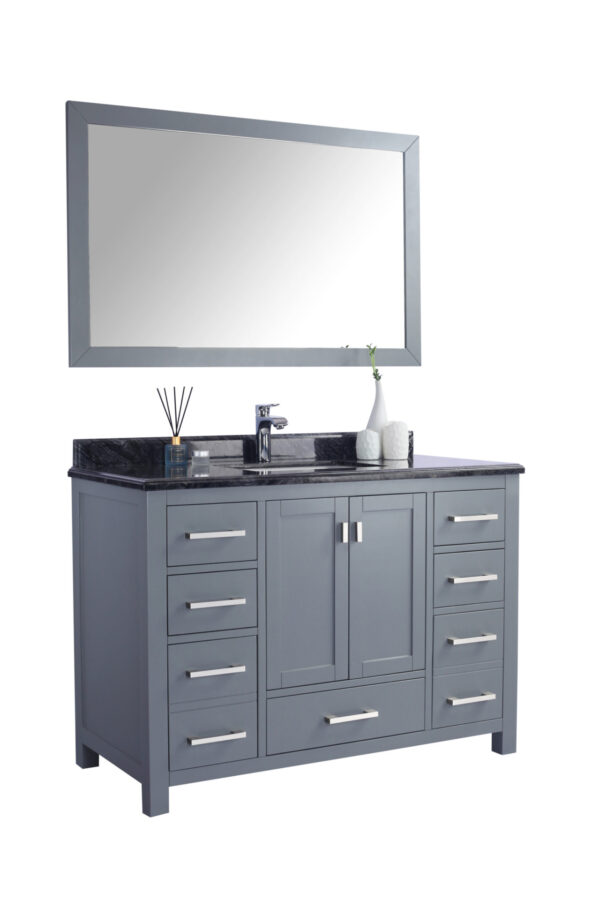 Laviva Wilson 48" Grey Bathroom Vanity with Black Wood Marble Countertop