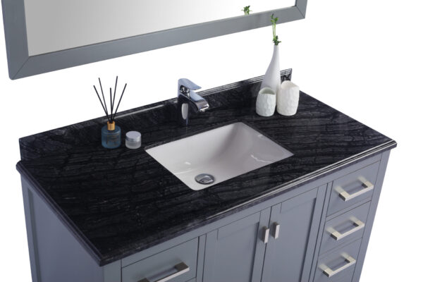 Laviva Wilson 48" Grey Bathroom Vanity with Black Wood Marble Countertop