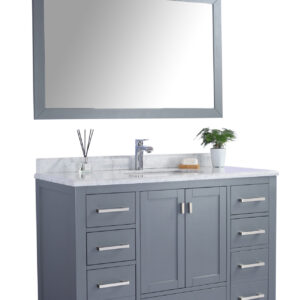 Laviva Wilson 48" Grey Bathroom Vanity with White Carrara Marble Countertop