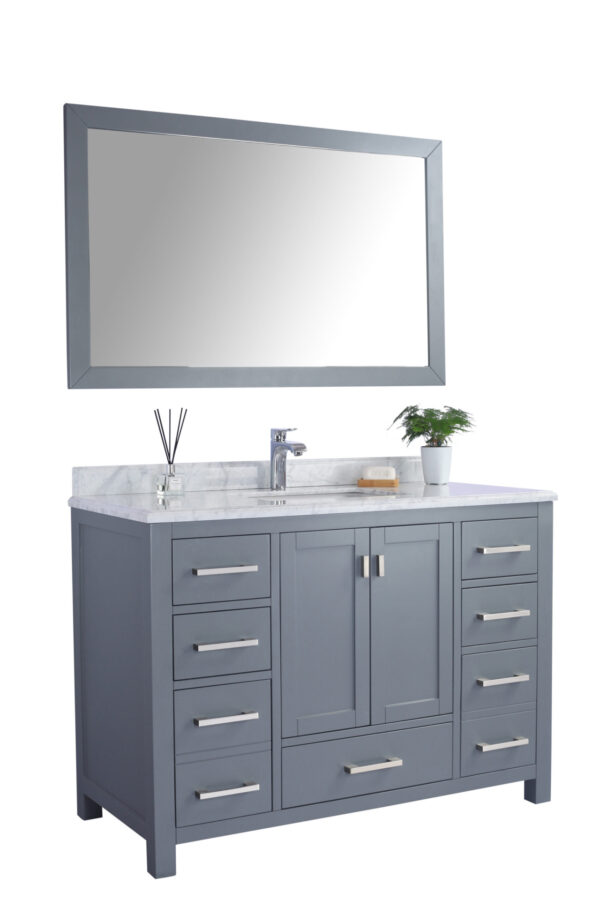 Laviva Wilson 48" Grey Bathroom Vanity with White Carrara Marble Countertop