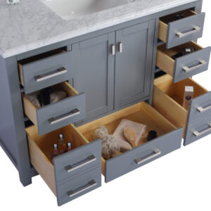 Laviva Wilson 48" Grey Bathroom Vanity with White Carrara Marble Countertop