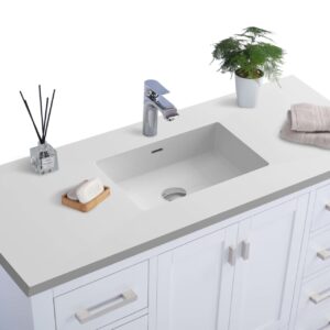 Laviva Wilson 48" White Bathroom Vanity with Matte White VIVA Stone Solid Surface Countertop