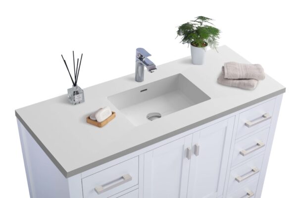 Laviva Wilson 48" White Bathroom Vanity with Matte White VIVA Stone Solid Surface Countertop