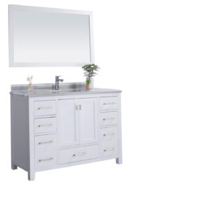 Laviva Wilson 48" White Bathroom Vanity with White Stripes Marble Countertop