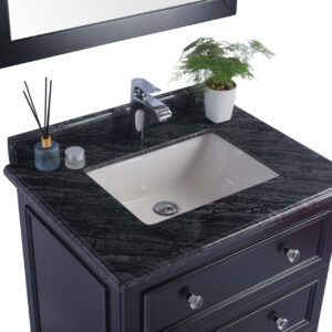 Laviva Luna 30" Espresso Bathroom Vanity with Black Wood Marble Countertop