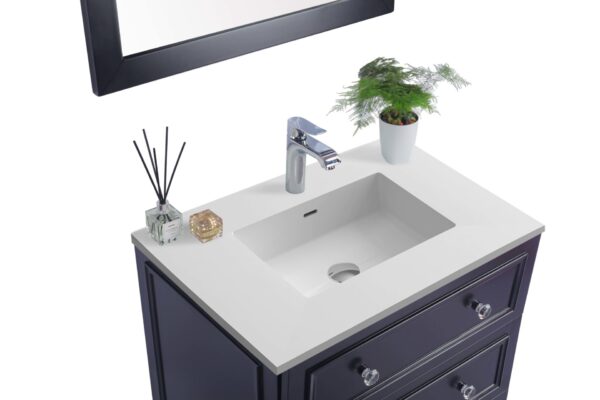 Laviva Luna 30" Espresso Bathroom Vanity with Matte White VIVA Stone Solid Surface Countertop